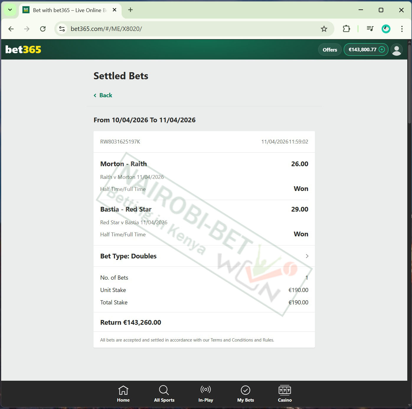 Correct Score Match Correct Score Match